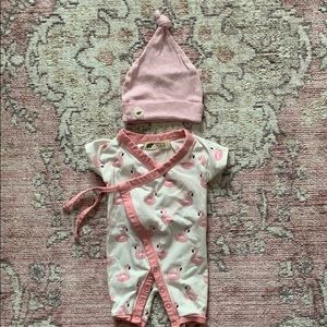 monica & andy newborn romper/hat floatie flamingo